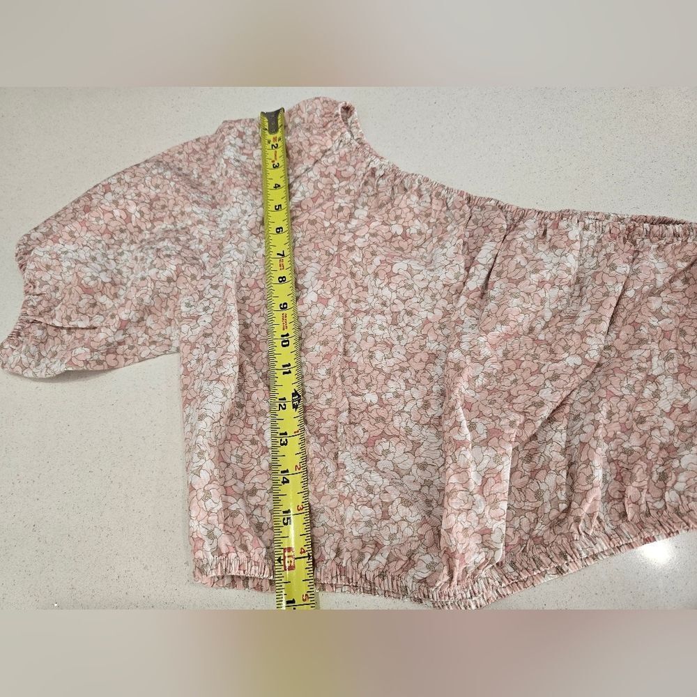 NEW- Banana Republic Pink Floral One-Shoulder Blouse - Picture 7 of 12